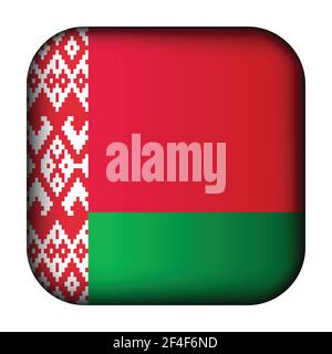 Glass light ball with flag of Belarus. Squared template icon. Belarusian national symbol. Glossy realistic cube, 3D abstract vector illustration Stock Vector