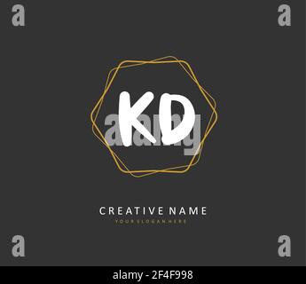 KD Initial letter handwriting and signature logo. A concept handwriting initial logo with template element. Stock Vector