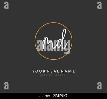 MD Initial letter handwriting and signature logo. A concept handwriting initial logo with template element. Stock Vector