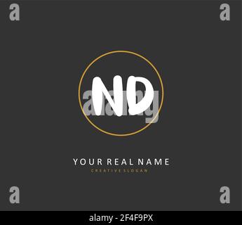ND Initial letter handwriting and signature logo. A concept handwriting initial logo with template element. Stock Vector