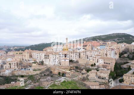 View of the city of Cuenca (Spain) taking from a hill. Stock Photo