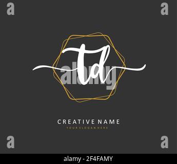 TD Initial letter handwriting and signature logo. A concept handwriting initial logo with template element. Stock Vector