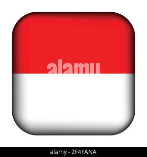 Glass light ball with flag of Indonesia. Squared template icon. Indonesian national symbol. Glossy realistic cube, 3D abstract vector illustration Stock Vector