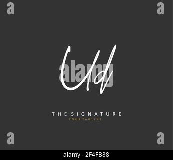 UD Initial letter handwriting and signature logo. A concept handwriting initial logo with template element. Stock Vector