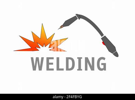 Welding machine logo on white background Stock Photo