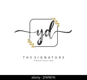 YD Initial letter handwriting and signature logo. A concept handwriting initial logo with template element. Stock Vector