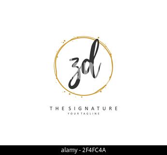 ZD Initial letter handwriting and signature logo. A concept handwriting initial logo with template element. Stock Vector
