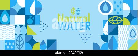 Natural water,horizontal geometric banner. Stock Vector