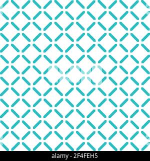 Simple seamless pattern made with lines, X cross geometric pattern, blue shapes, white background Stock Vector