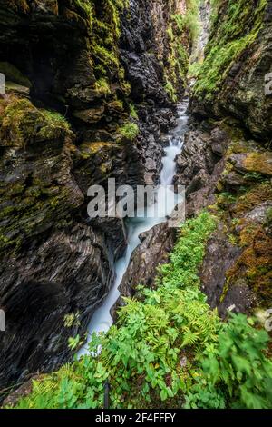 Mountain stream flowing through narrow Bordalsgjelet gorge, Voss, Vestland, Norway Stock Photo