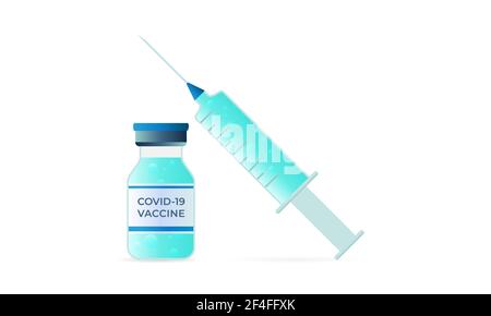syringe with bottle vaccine covid-19. vector illustration. Stock Vector