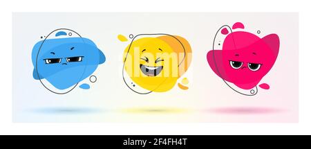 Cartoon set of slime monsters on white vector background illustration. Stock Vector