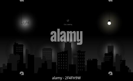 Cartoon black and white style city buildings vector illustration. Stock Vector