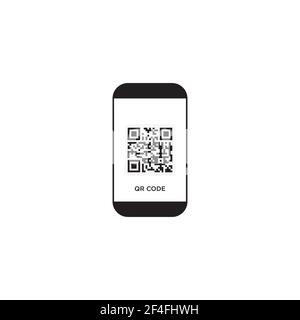 modern scanning QR Code on mobile vector illustration. Stock Vector