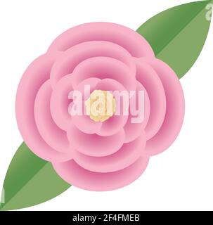cute flower pink color with leafs Stock Vector Image & Art - Alamy