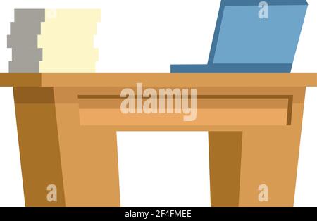 laptop in desk Stock Vector