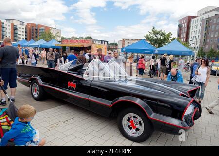 Ipswich, Suffolk, UK July 19 2015: Classic Batmobile from the 1960's Batman TV show on display at a car festival Stock Photo