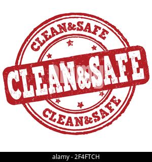 Clean and safe grunge rubber stamp on white background, vector illustration Stock Vector