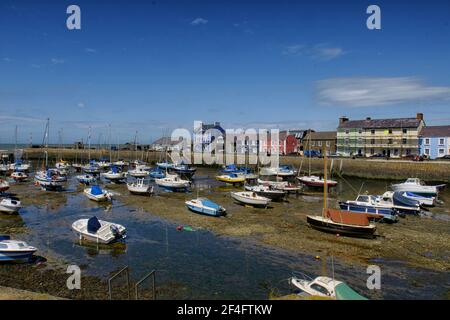 The harbour area in the Welsh coastal village of Aberaeron Ceredigion in summer sunshine Stock Photo