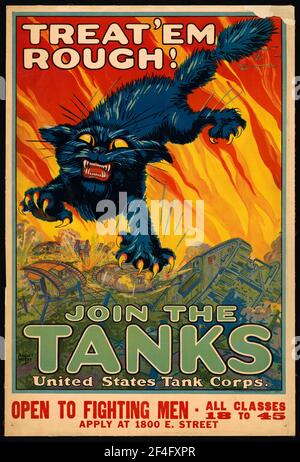 An american first world war recruitment poster for the US Army Tank Corps Stock Photo