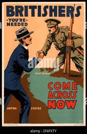An american first world war recruitment poster telling UK citizens to recruit Stock Photo