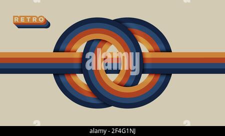 Curved stripes in retro colors on white background vector illustration. Stock Vector