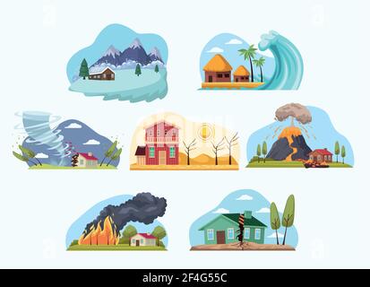 differents natural disasters Stock Vector