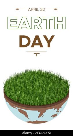 Happy Earth day - vertical vector isometric eco illustration of an environmental concept to save the world. Concept vision on the theme of saving the Stock Vector