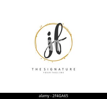 JF Initial letter handwriting and signature logo. A concept handwriting initial logo with template element. Stock Vector