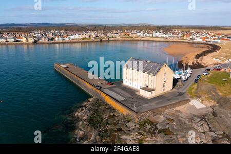 Aerial view of  Elie on the East Neuk of Fife, in Scotland, UK Stock Photo