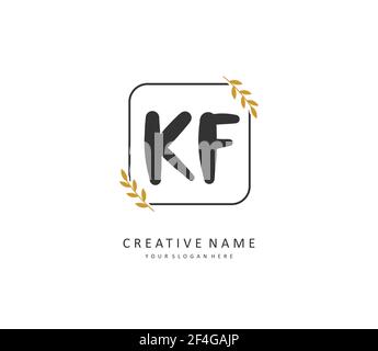 KF Initial letter handwriting and signature logo. A concept handwriting initial logo with template element. Stock Vector