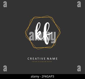 KF Initial letter handwriting and signature logo. A concept handwriting initial logo with template element. Stock Vector