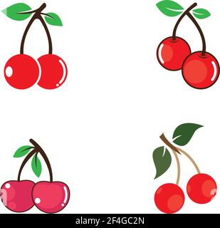 Cherry logo vector icon illustration design Stock Vector