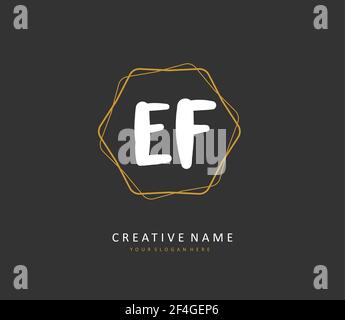 EF Initial letter handwriting and signature logo. A concept handwriting initial logo with template element. Stock Vector