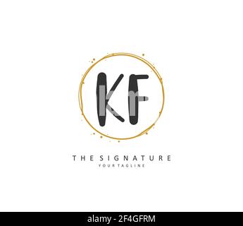 KF Initial letter handwriting and signature logo. A concept handwriting initial logo with template element. Stock Vector