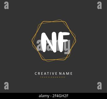 NF Initial letter handwriting and signature logo. A concept handwriting initial logo with template element. Stock Vector