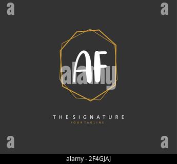 A, F, AF Initial handwriting or handwritten letter logo for identity ...
