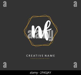 NF Initial letter handwriting and signature logo. A concept handwriting initial logo with template element. Stock Vector