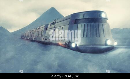 3d render. Icebreaker train and concept Stock Photo