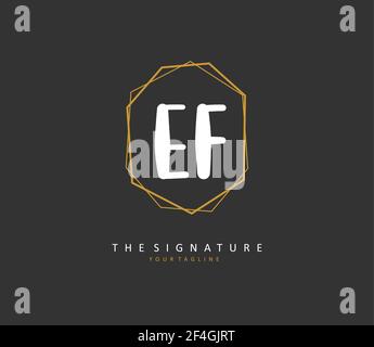 EF Initial letter handwriting and signature logo. A concept handwriting initial logo with template element. Stock Vector