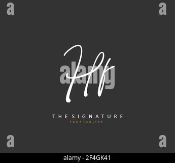 HF Initial letter handwriting and signature logo. A concept handwriting initial logo with template element. Stock Vector
