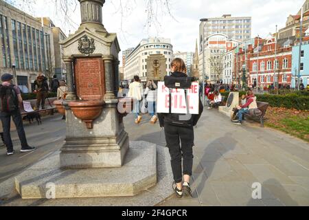 Bristol, UK, 21st March, 2021: Thousands gathered on College Green in the center of Bristol to protest against the tough new measures proposed by the Police Crime Bill. Credit Natasha Quarmby/ ALAMY LIVE NEWS Stock Photo