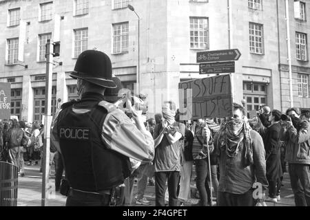 Bristol, UK. 21st Mar, 2021. Thousands gathered on College Green in the center of Bristol to protest against the tough new measures proposed by the Police Crime Bill. Credit: Natasha Quarmby/Alamy Live News Stock Photo