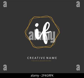 I F Initial letter handwriting and signature logo. A concept handwriting initial logo with template element. Stock Vector