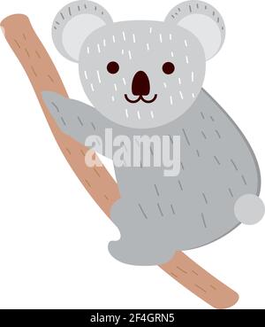 Cute koala on a branch. Hand drawn vector illustration Stock Vector ...