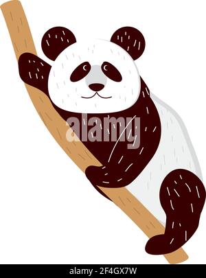 panda on branch hand drawn Stock Vector