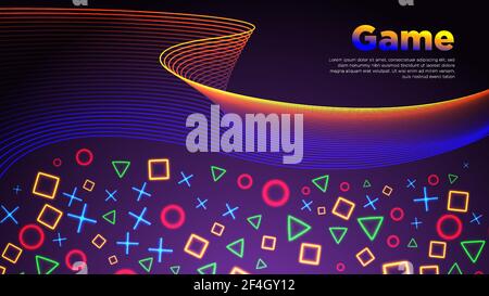 Purple background with colorful geometric elements and curved line waves vector illustration. Stock Vector