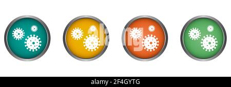 Virus hygiene vector icon metal edge, flat design round web button isolated Stock Vector