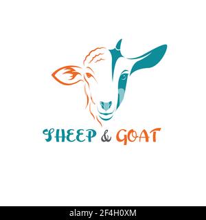 Vector of sheep face and goat face on a white background. Animals farm. Easy editable layered vector illustration. Stock Vector