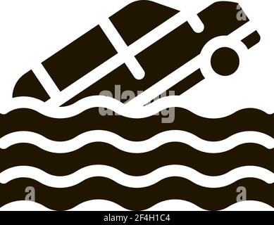 Sinking Car Icon Vector Glyph Illustration Stock Vector